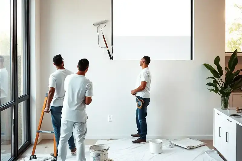 Professional painting team at work